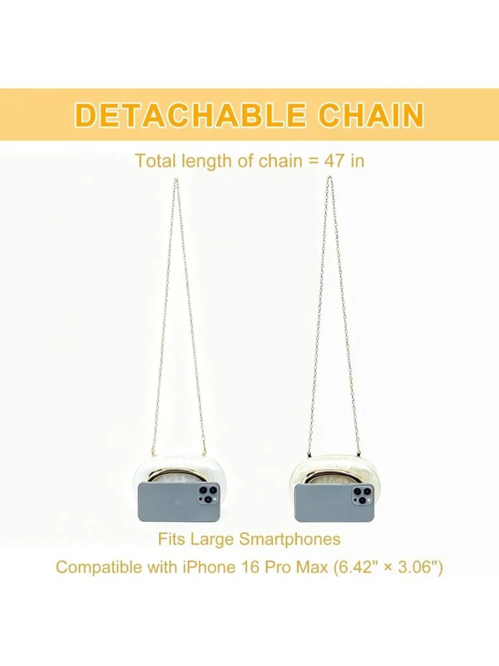 〽️Women’s Beige White Acrylic Clutch Purse Chain Shoulder Imported Crossbody Bag